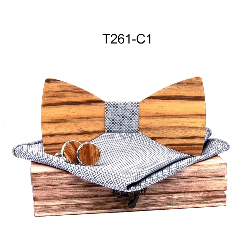 Новое поступление 2019 года повседневное бизнес Зебра деревянный лук галстук набор европейский и американский тренд твердой древесины
