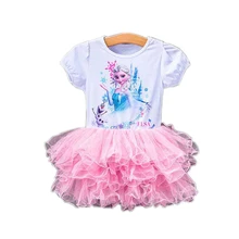 Многоцветный таможенные Эльза Анна сделал девушки летнее платье бренд Vestidos детская одежда-пачка для вечеринок для девочек платья