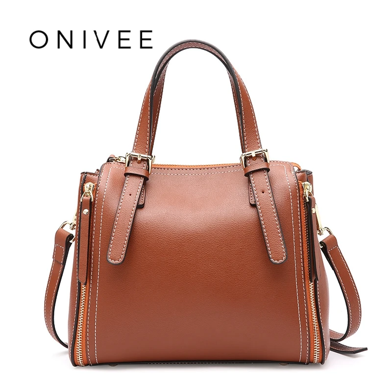 

ONIVEE 2018 Vintage Genuine Leather Ladies Handbag Solid Sac a Main Shoulder Soft Bag Tasjes Dames #0939