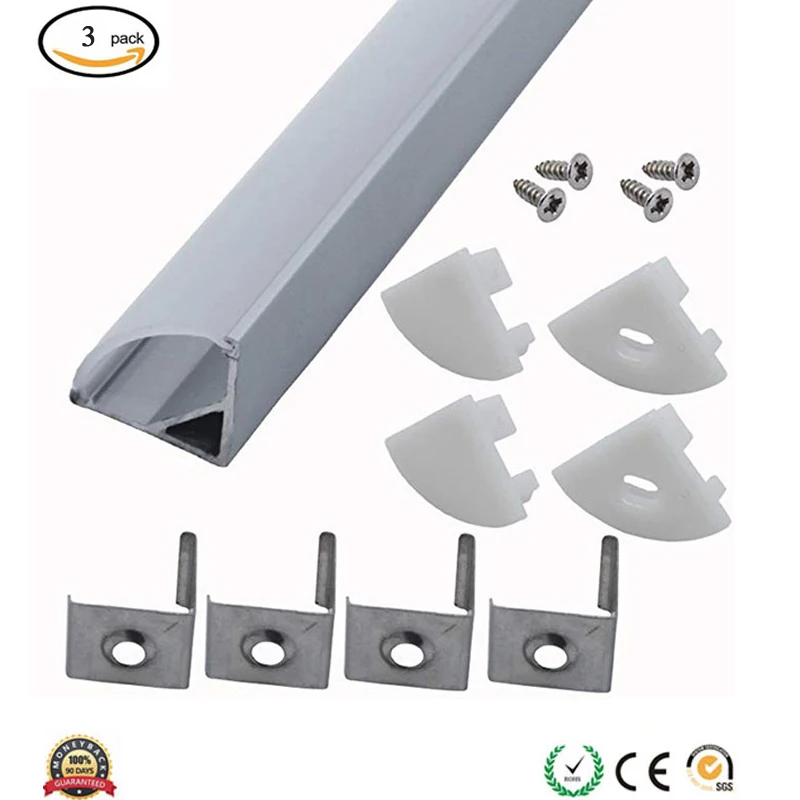 

1m V Shape Aluminum Channels LED Strip Channel System with PC Cover Mounting Clips for 3528 5050 LED Strip Mounting Cabinet Ligh