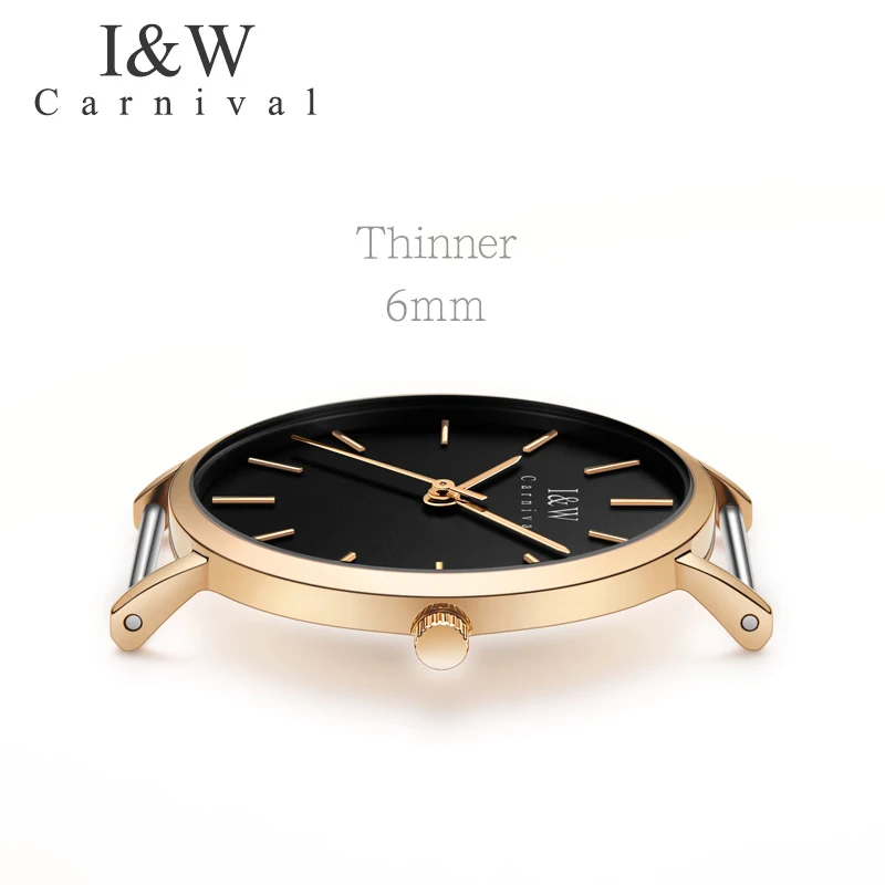 CARNIVAL Simple Milanese коллекция женские часы Модные металлические золотые топ бренд