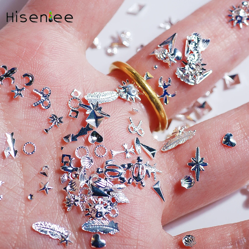 

Korea Fashion Style Silver Ocean Shell Pattern 3D Nail Art Rivet Studs Starfish Shell Anchor Decoration Punk Design Accessory