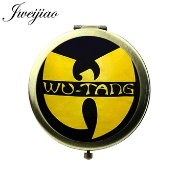

JWEIJIAO Vintage WU TANG Symbol Glass Cabochon Pocket Makeup Mirror HIP-HOP Band Beauty Tools Floding Round Hand Mirrors