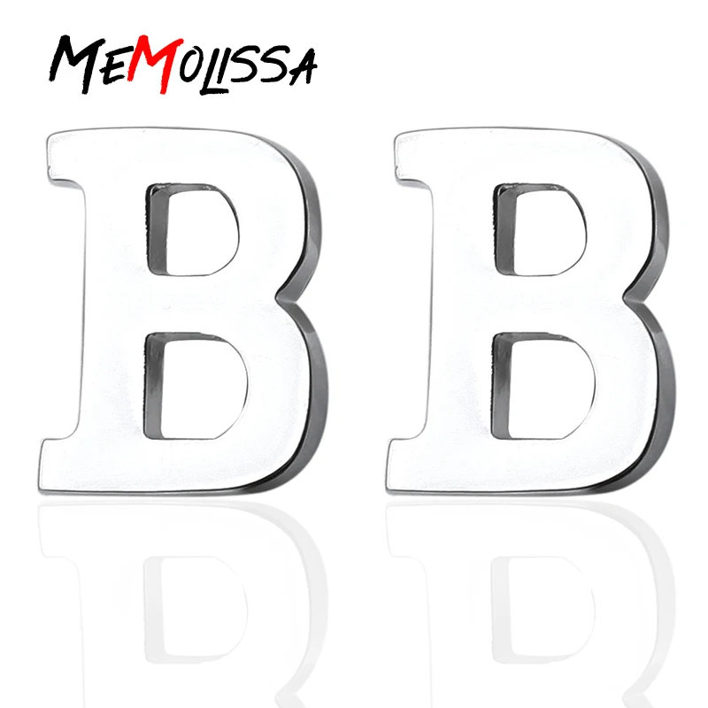

MeMolissa Initial B Letter Cufflinks For Mens High Quality Silver Color Cuff Buttons Wedding Cuff links Men Gemelos Jewelry
