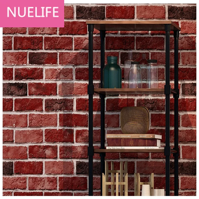 

0.53x10 Meter Chinese Vintage 3d Red Brick Tile Antiqu Pattern Wallpaper Living Room Bedroom Shop Study room Wallpaper