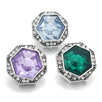 

Wholesale 10pcs/lot Mixed metal 18mm snap button jewelry Metal Rhinestone snap button fit snap button bracelet Jewelry 011009