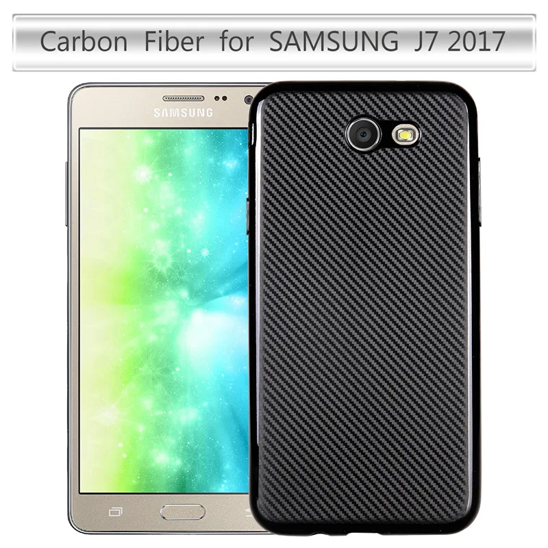 MAKAVO For Samsung Galaxy J7 2017 Case Carbon Fiber Skin Back Cover Slim Soft Silicon Fundas J727 Phone Cases |