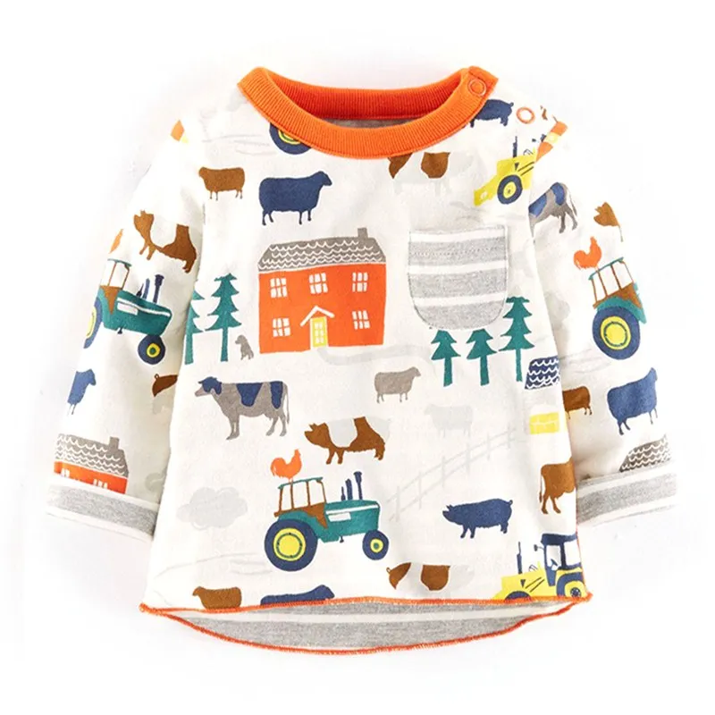 Jumping meter/брендовые хлопковые футболки для маленьких мальчиков; одежда с длинными рукавами и принтом животных; милые Топы И Футболки для мальчиков