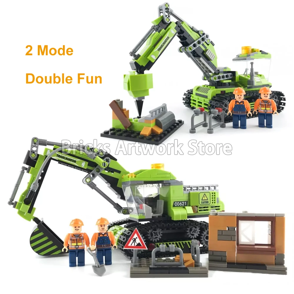 

482PCS City Builder 2 Mode in 1 Set Crawler-type Excavator Pick machine Fit Legoness City building blocks Toys Children Gift