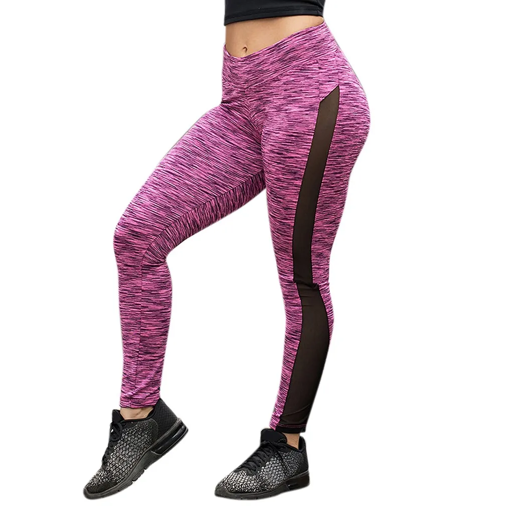 Леггинсы для фитнеса, большие размеры, женские штаны с высокой талией для йоги, сетчатая пряжа, утягивающие Леггинсы для бега, спортивные