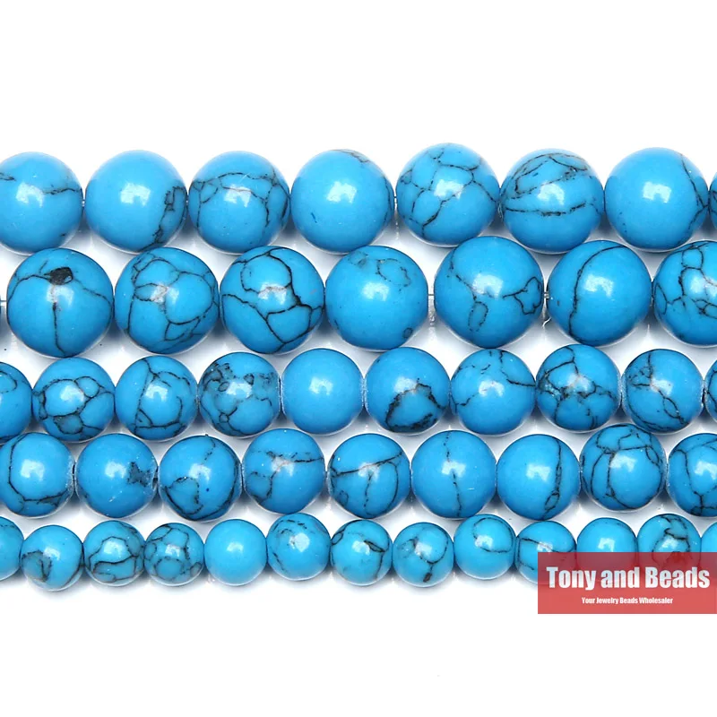 

Free Shipping Natural Stone Chinese Blue Turquoises Round Loose Beads 15" Strand 6 8 10 12MM Pick Size