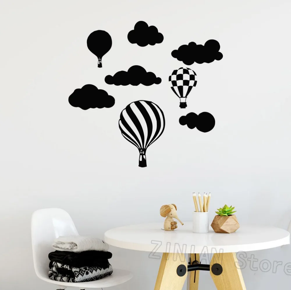 

Hot Air Balloon and Clouds Wall Stickers Decorative Vinyl for Bedrooms Removable Nursery Room Decor Wall Decals Wallpaper Z428