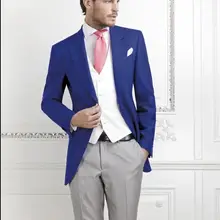 Новое поступление customGroom Смокинги Темно-синий Королевский Буле One Button дружки/жених свадьба/костюмы для выпускного(куртка+ брюки+ жилет+ галстук