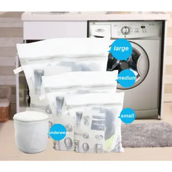 

4 Sizes Mesh Laundry Bags for Washing Machine Travel Clothes Storage Net Zip Bag for Wash Bra Stocking and Underwear
