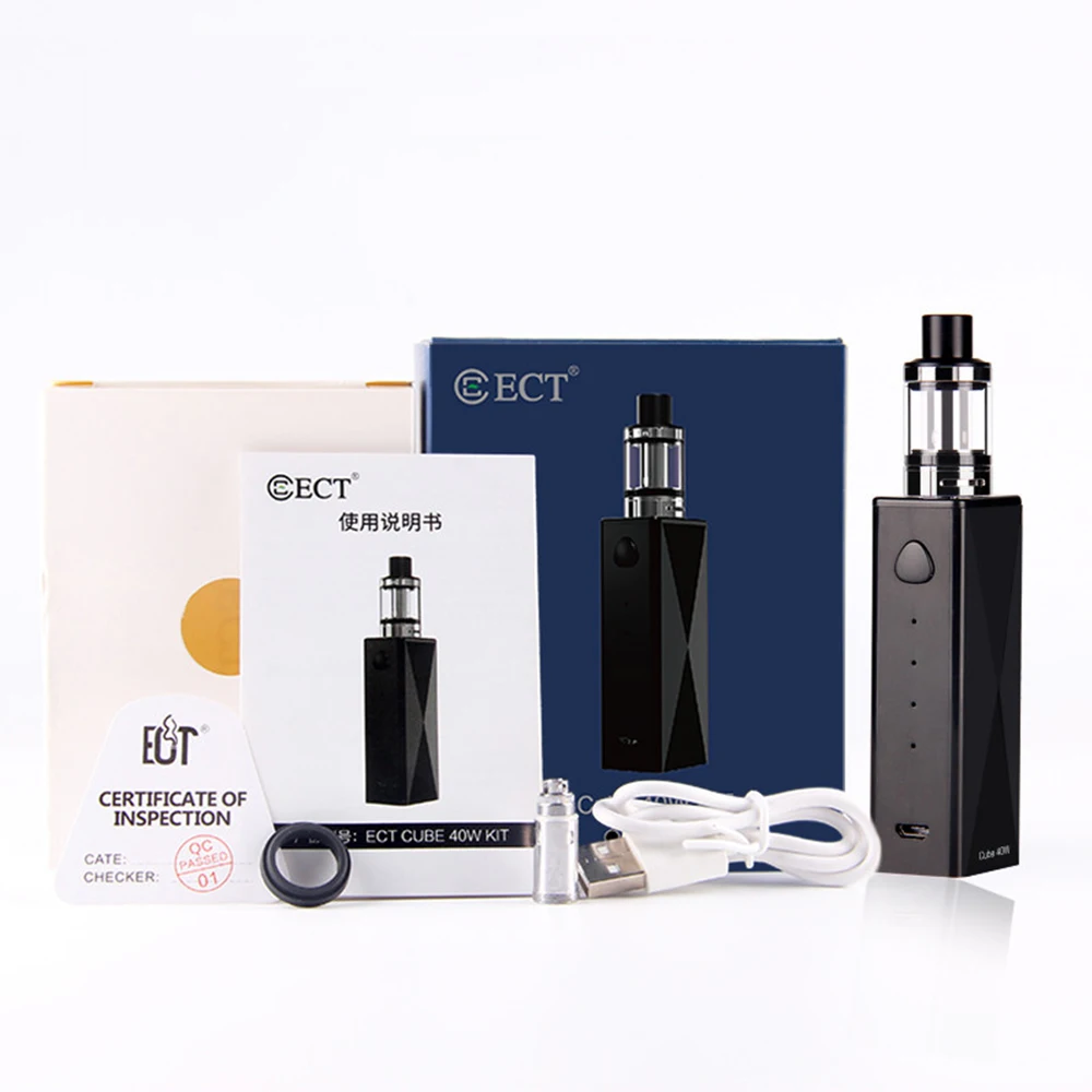 ECT Cub 40W Kit 2200mAh Battery 510 Thread 2.0ml Elfin Atomizer Starter Kit Adjustable Airflow Tank Vape Electronic Cigarette ECT Cub 40W Kit 2200mAh Battery 510 Thread 2.0ml Elfin Atomizer Starter Kit Adjustable Airflow Tank Vape Electronic Cigarette