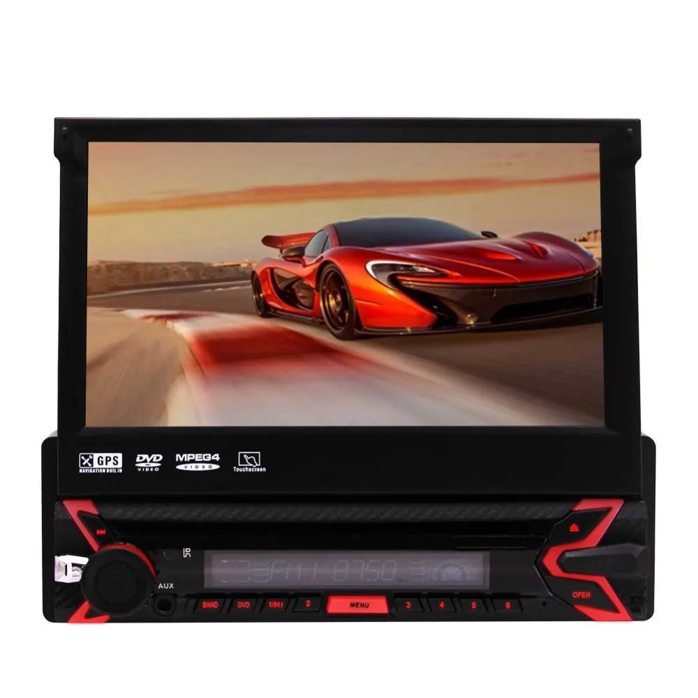 

Bluetooth 7 icnh Car Stereo Automotive Touchscreen in Dash 1Din Car DVD Player GPS Navigation with GPS Antenna Colorful Button L
