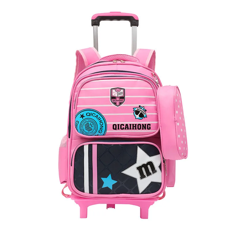 Children School Bags 6 Wheels Removable Trolley backpack Kids Climb Stair Trolley School Bag