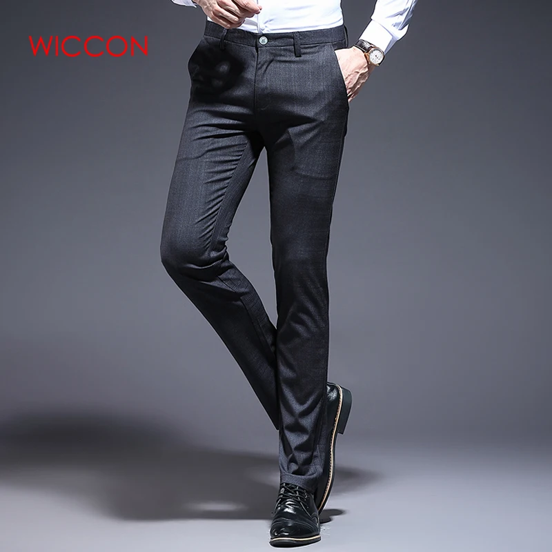 

Suit Pants 2019 Fashion Elegant Male Dress Pants Solid Color Straight Long Trousers Men's Slim Fit Formal Smart Casual Trousers