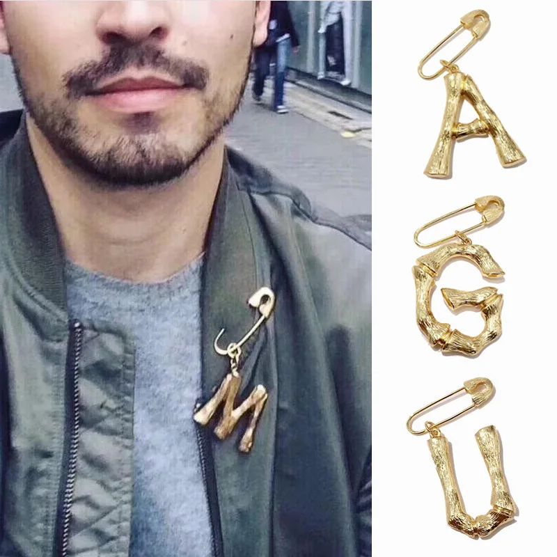 

Fashion innital letter brooch A B C D E F G H E J K l M N O P Q R S T W V U X Y Z alphabet letters brooches pin famous brand
