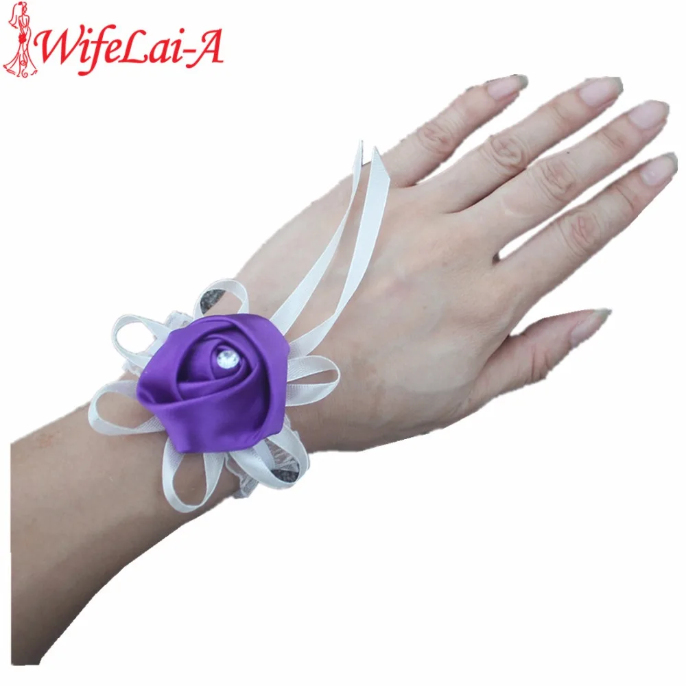 

Silk Rose Flower Wedding Corsages Boutonniere Wedding Ribbon Wrist Flowers ACCEPT CUSTOM Drop Shipping SW0900