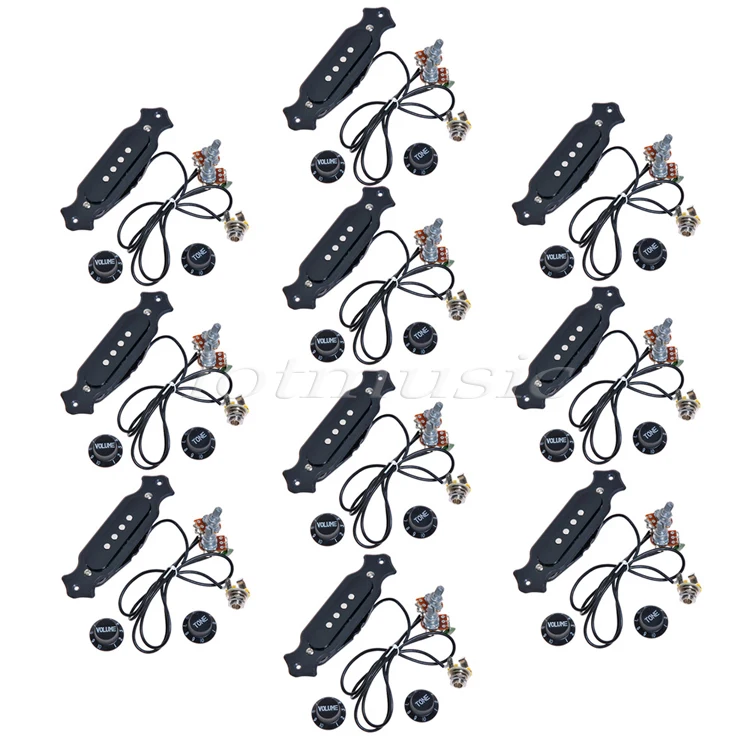 10sets Cigar Box Electric Guitar Pre-Wired Pickup w/Volume&Tone Control Knob 4&6 String 5x 3pcs domed volume tone control knob for electric guitar black with white top