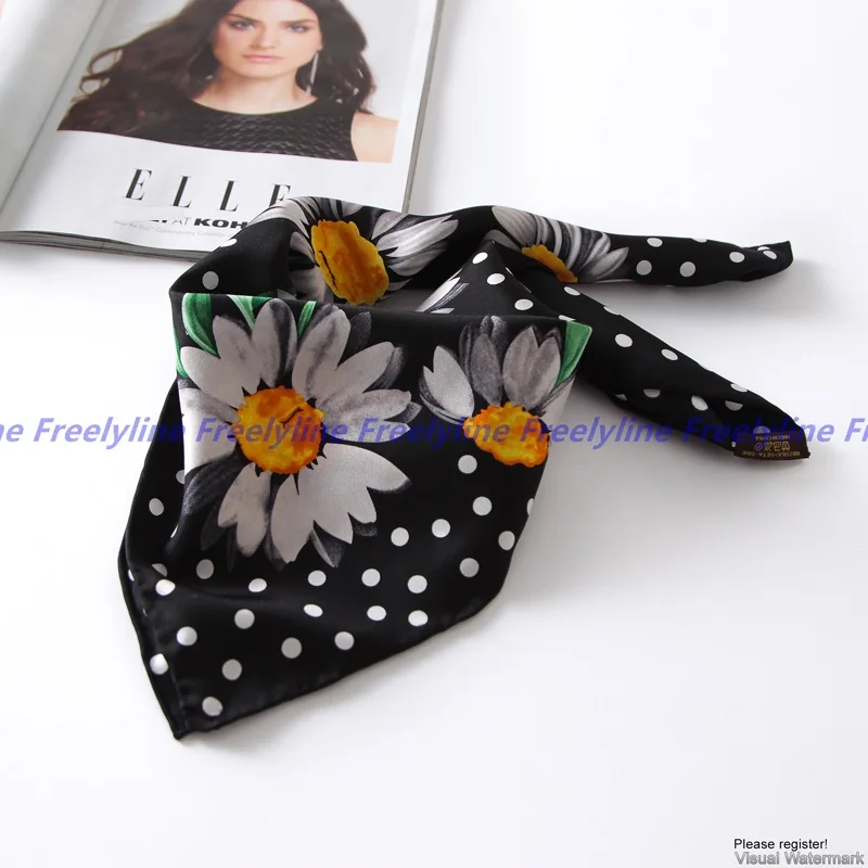 

Women Floral Print 100% Silk Scarf Neckerchief Bandana Fashion 100% Silk Twill Scarves Wraps Autumn Winter Clothing Accessories