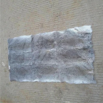 

Gray brown color high quality real rabbit fur skin pelt rug blanket