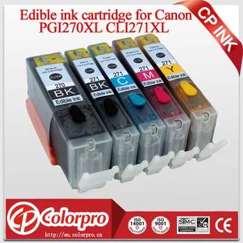 

CP INK 5PK Edible Ink Cartridge PGI270 CLI271 for Canon PIXMA MG7720 MG6820 MG6821 MG6822 MG5720 MG5722