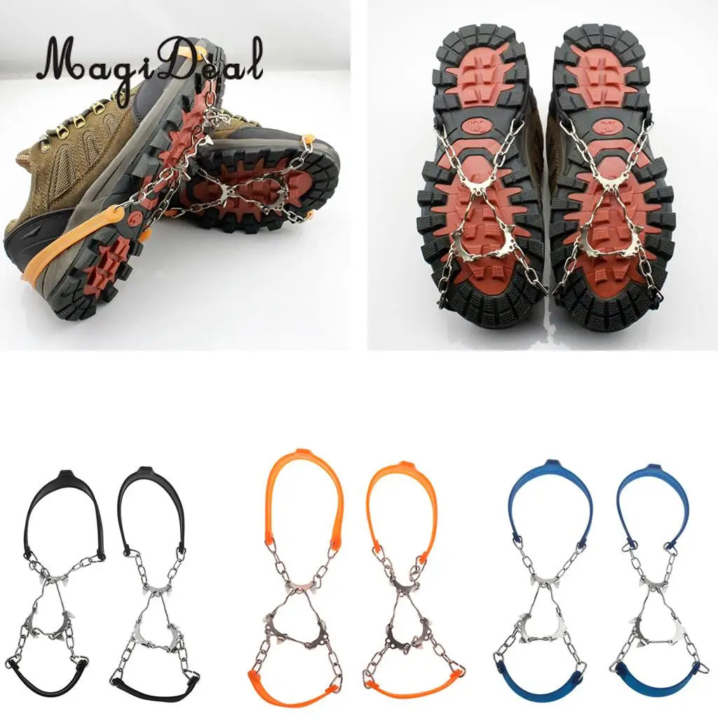Anti Slip Ice Shoe Grippers Cleats Fit EUR 35-45 for Outdoor Camping Walking 6 Teeth Hiking Ice Snow Rock Tree Climbing Accesso