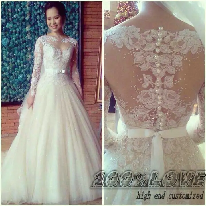 vestido de noiva com manga transparente