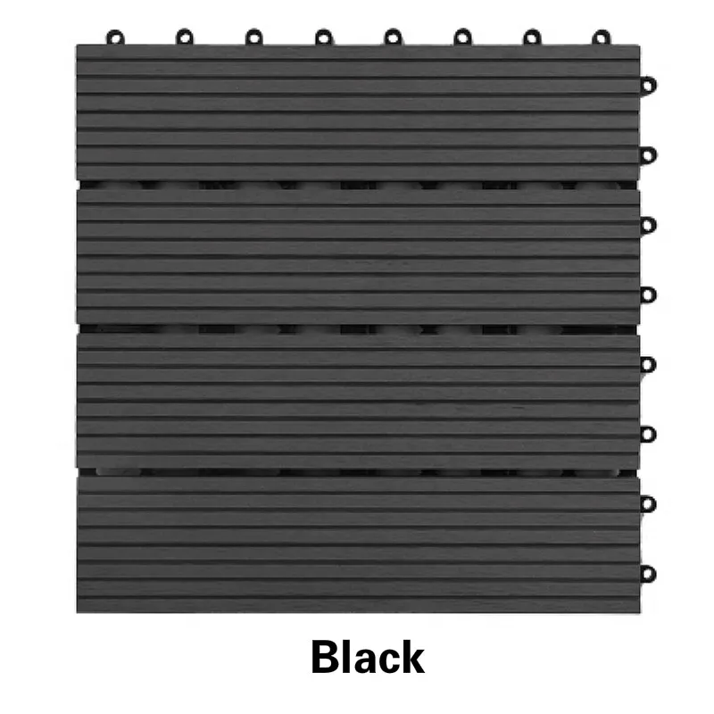300x300 мм блокирующаяся напольная плитка покрытие для пола, пластик, дерево для улицы балкон сад пол DIY домашний декор простая сборка - Цвет: Черный