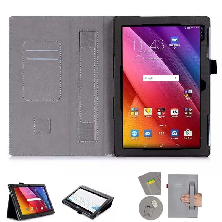 

For ASUS ZenPad 10 Z300C 10.1 inch Tablet pu Leather Stand Folio Case Cover (Elastic Hand Strap, Multi-Angle, Card Holder)