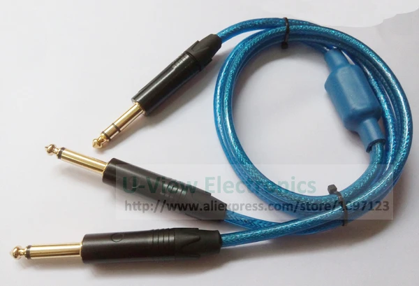 NCHTEK 2 м Улучшенный Чистый медный 6,35 мм стерео штекер двойной 6,35 мм моно Мужской аудио кабель с магнитным кольцом/ /1 шт
