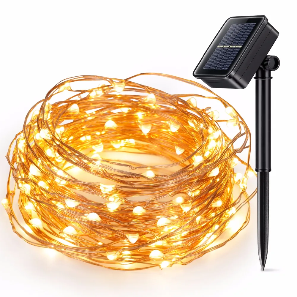 Kohree Solar String Lights, 10m100leds Cooper Wire Lamp Holiday Led