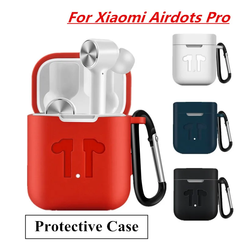 Силиконовый чехол для Xiaomi Airdots Pro защитный наушников с карабином сумка крючком