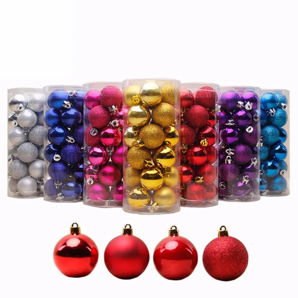 

24 PCS 4cm 6cm 8cm Shiny Christmas Tree Ball Baubles Party Wedding Hanging Ornament Christmas Decoration Supplies