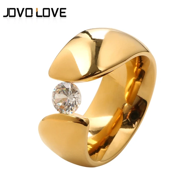 Fashion High Polished Gold Cubic Zirconia Rings for Women Luxury Quality Steel S Fashion High Polished Gold Cubic Zirconia Rings for Women Luxury Quality Steel S