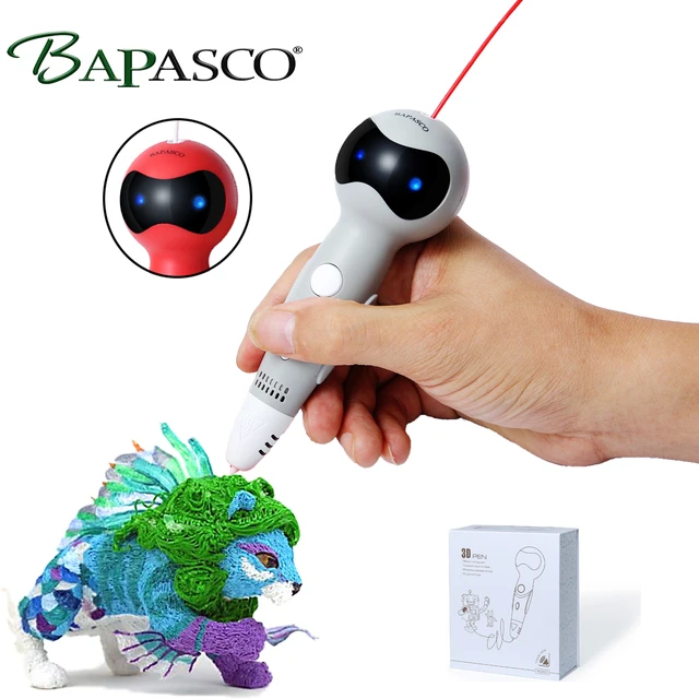 Special Price BAPASCO Low Temperature Robot Voice Broadcast 3D Pen 1.75mm PCL Filament ,Wireless 3D Drawing Pen for Kids Power Bank Charger