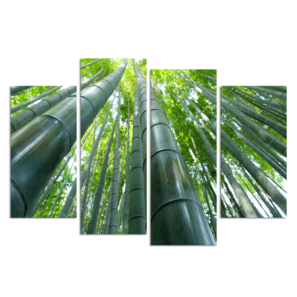 Modern Kanvas Wall Art Hijau Hutan Bambu Dinding Gambar Untuk Ruang