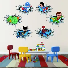 Детская 3D наклейка с героями мультфильмов, Халком, капитаном, разбивающимся на стену, наклейки с супергероями на дверь детской комнаты, домашний декор, художественная виниловая роспись