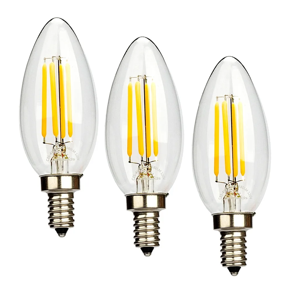 

Leadleds Led Filament Bulbs E12 120V daylight led edison light 4W 6W C35 warm white 2700k Candle Light for home decor lampadas