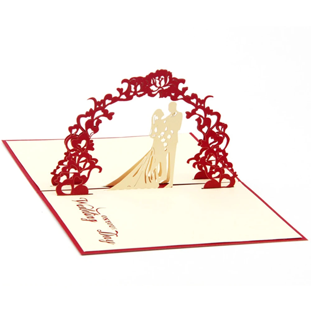  New 3D Pop Up Card Wedding Day Valentine Anniversary Greeting Invitations Cards Elegant Favor Envel - 32963455237