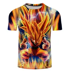 2018 Новая летняя модная футболка с рисунком Для мужчин/Для женщин аниме Dragon Ball Забавные 3d принтом Goku унисекс Топ Повседневное короткая