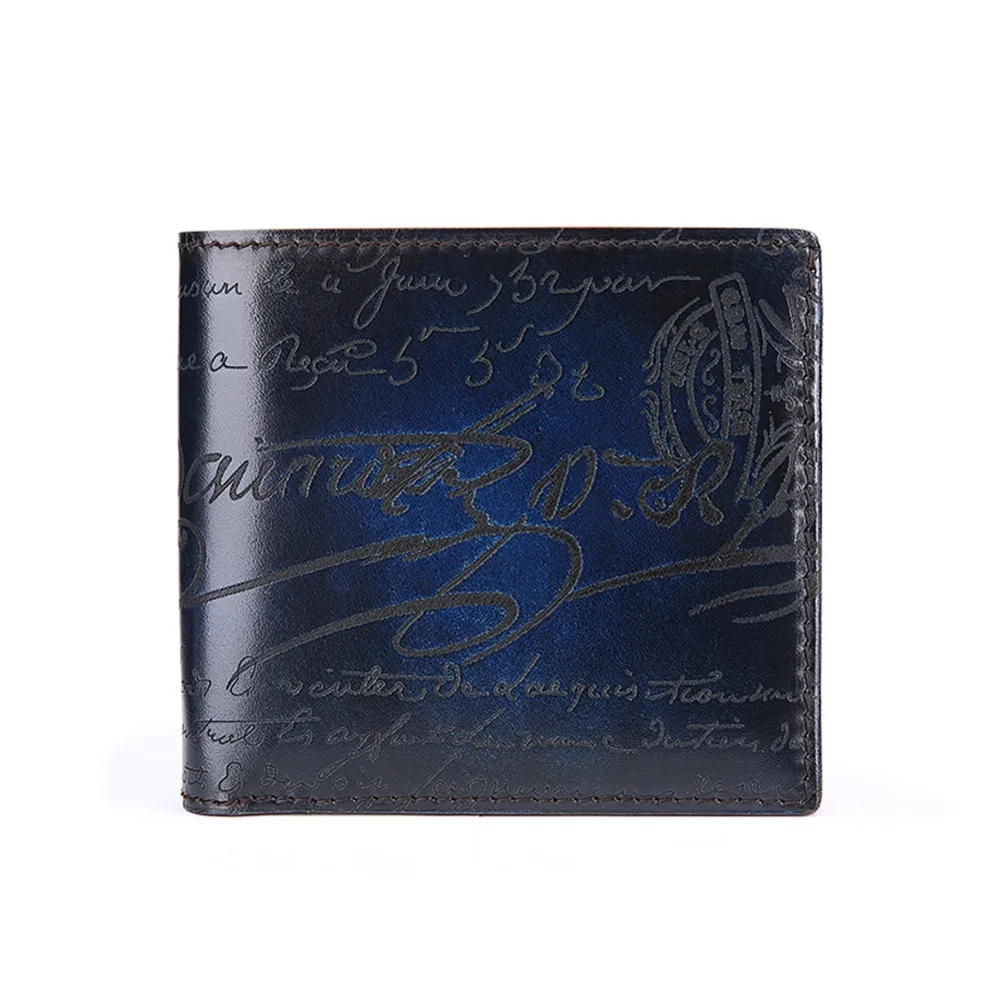 Кожаный короткий Мужской кошелек от производителя, высокое качество, 4 цвета, короткий кошелек с гравировкой, Роскошный деловой кошелек 0388-1