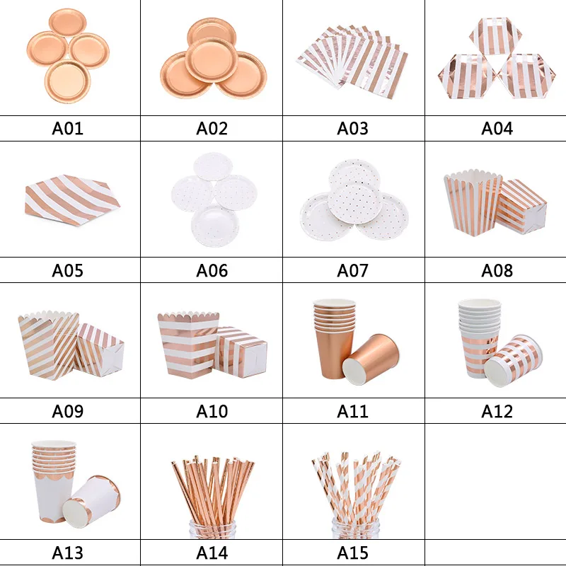 1 набор, розовое золото, 1 день рождения, одноразовая посуда для вечеринки, тарелки, чашка, соломинка, салфетка для свадьбы, украшения для детского душа