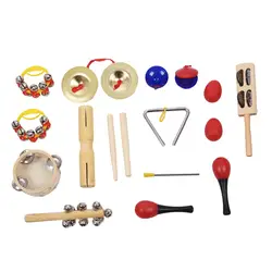 Лидер продаж 15 шт. перкуссионный набор для детей ясельного возраста музыкальные инструменты игрушки Группа индикатор ритма с чехлом