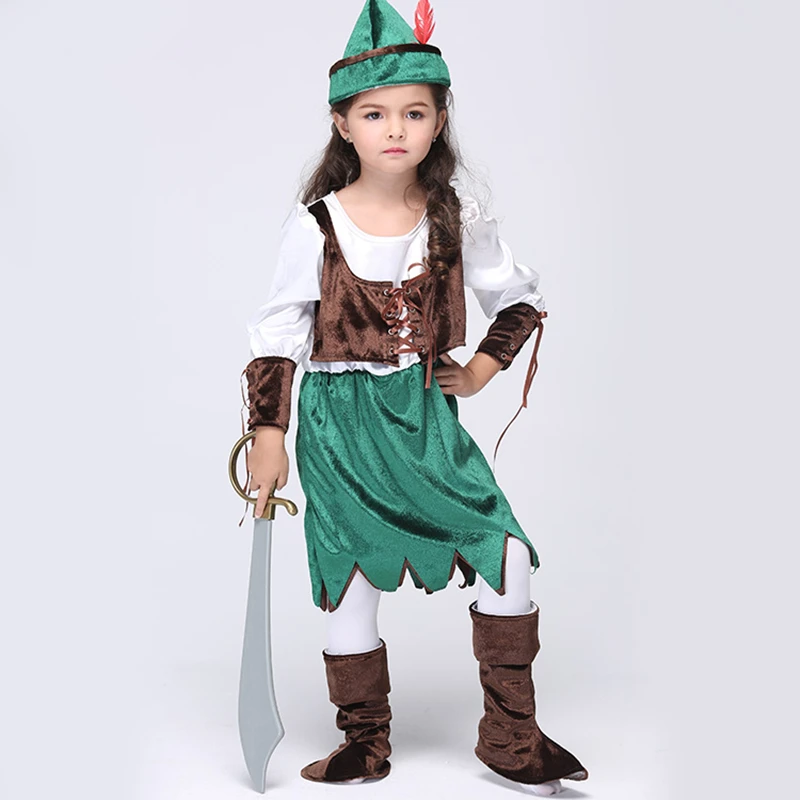 子供のための女の子海賊衣装女の子森ハンターピーターパンリトルプリンセス衣装 Halloween Costume For Kids Halloween Costumecostum For Girl Kids Aliexpress