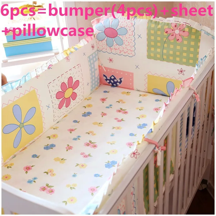Promotion 6 7pcs Cotton Baby Cot Bedding Set Cartoon Crib Bedding