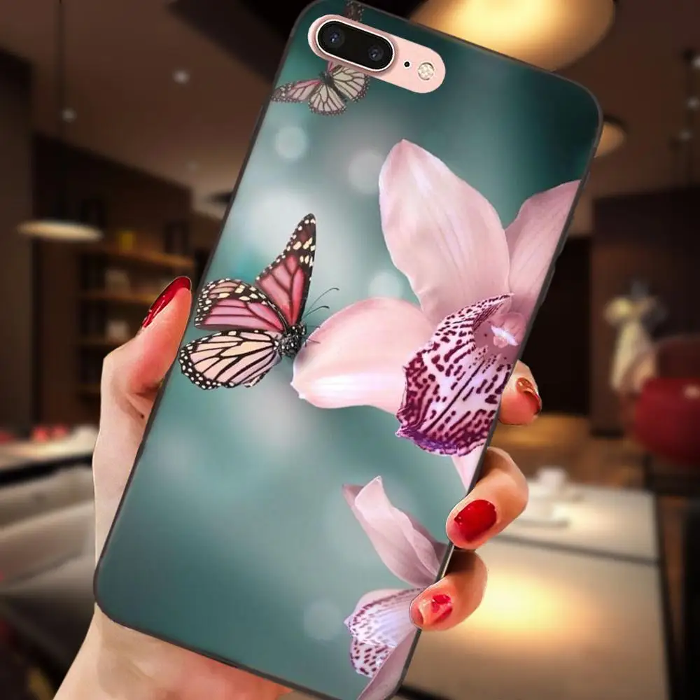 Чехол для телефона из ТПУ с цветком орхидеи Apple iPhone 4 4s 5 5S SE 6 S 7 8 Plus X XS Max