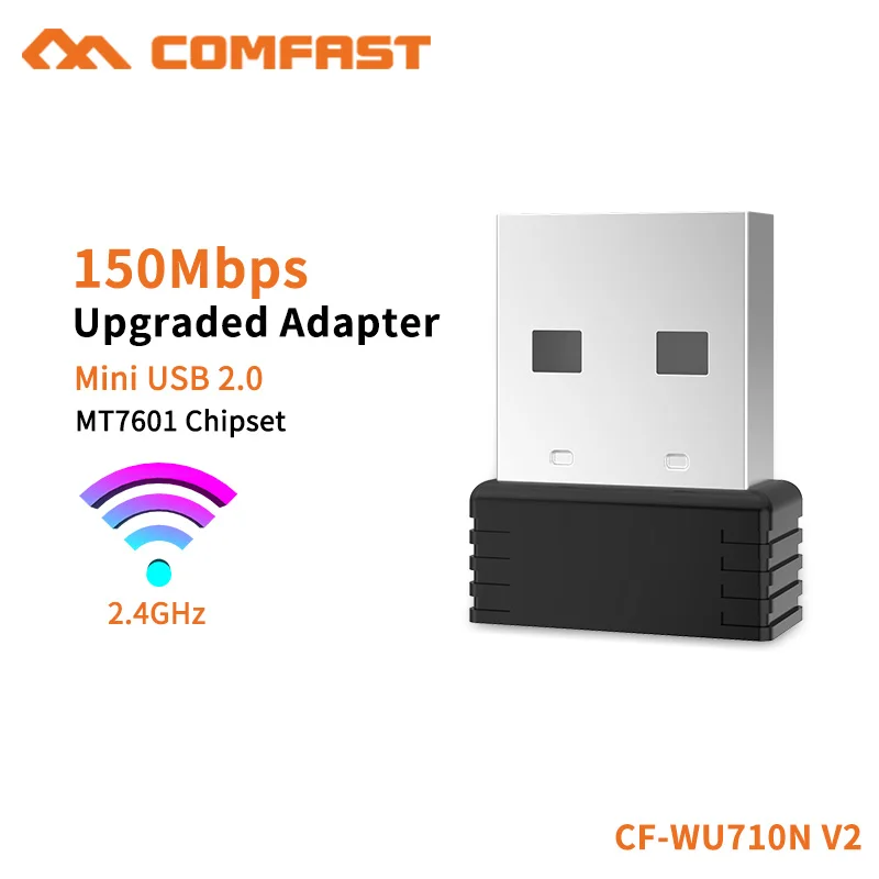 

COMFAST Mini Wifi Adapter Usb Wifi Antenna MTK7601 Chip 150Mbps 2.4G Desktop PC Receiver Soft AP Function Black CF-WU710N-V2